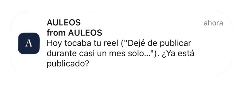 La notificación de AULEOS en la pantalla bloqueada